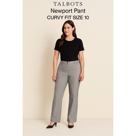 TALBOTS NEWPORT PANTS - Gray STRIPE - CURVY FIT SIZE 10 New With Tags - Picture 1 of 16